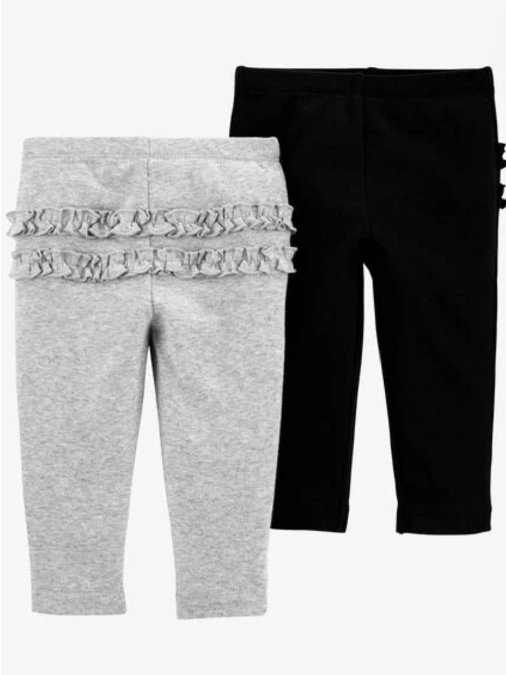 Carters 2-Pack Girls Ruffle Back Leggings - Black & Heather Gray 3m